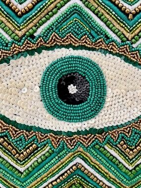 America &Beyond Square Beaded Evil Eye Tote Bag/purse 2 Handles/ Crossbody Strap
